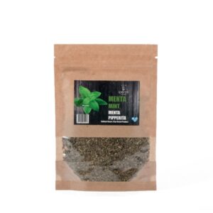 Mint herb in biodegradable doypack package for decoction