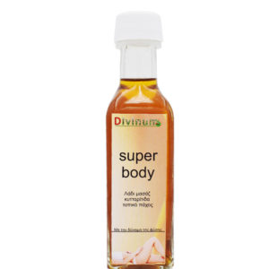 Bottle containing a mixture of vegetable oils of the company divinum for application against cellulite