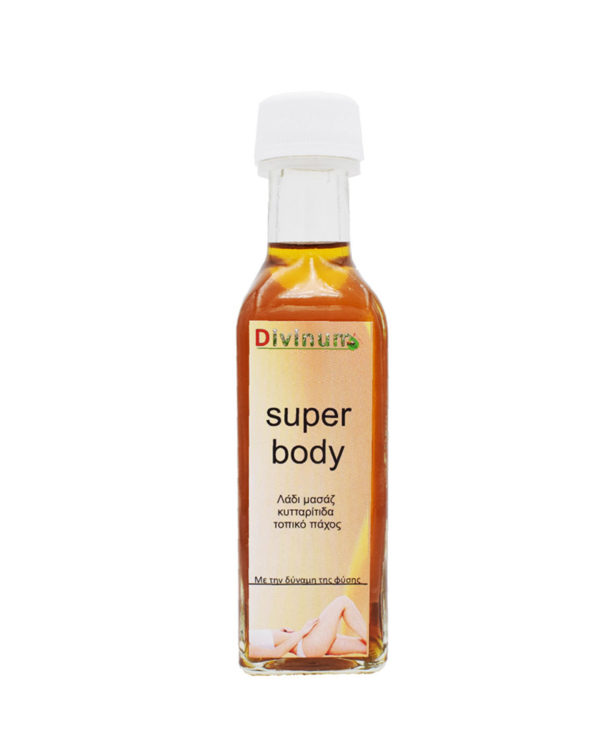 Bottle containing a mixture of vegetable oils of the company divinum for application against cellulite