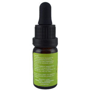 Oregano essential oil Iperos Herbs 10ml in glass vial with green label on the back of the label