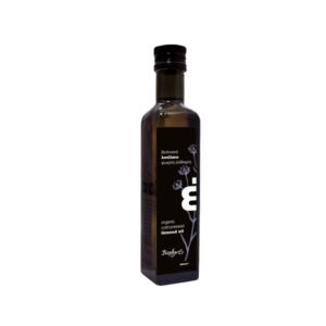 Cold pressed organic linseed oil Bioagros 2580ml in bottle with black label
