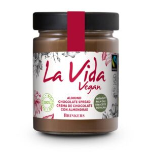 La Vida Vegan chocolate coating 270gr in a jar with white label