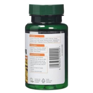 Korean ginseng korean ginseng 40mg 90 tablets in green bottle on the right side of the label