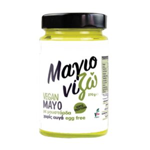 Vegan mayonnaise "Mayonnaise" with mustard without eggs and without gluten 270g in a jar with white label