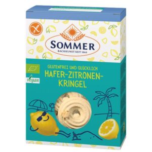 Vegan cookies from oats and lemon organic 150gr Sommer in blue paper package