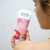 Wellness Feeling organic shower gel with wild rose & hibiscus Lavera 200ml in the bathroom