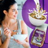 Crunchy muesli with organic coconut Bioagros 350gr with purple label ready in bowl