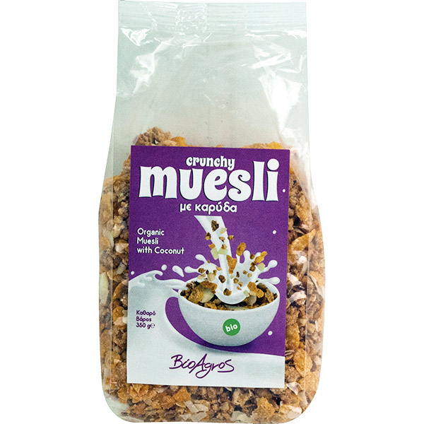 Crunchy muesli with coconut organic Bioagros 350gr with purple label