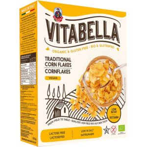 Organic corn flakes Vitabella 225gr in yellow box