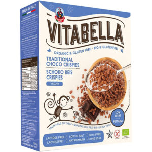 Crispy rice grains with cocoa organic Vitabella 300gr blue package