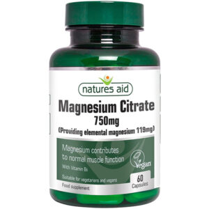 Μαγνήσιο magnesium citrate 750mg 60 κάψουλες σε πράσινο πλαστικό φιαλίδιο