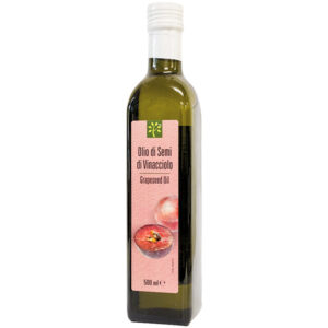 Biologic Oils Grape Oil 500ml in a glass bottle with a pink label