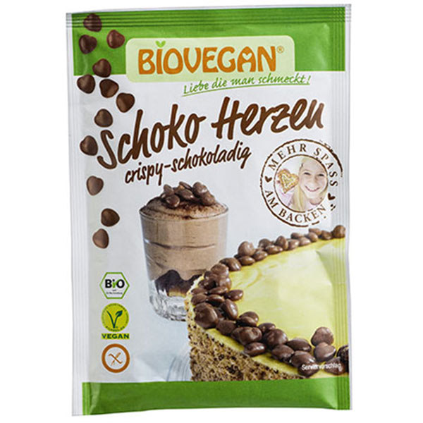 Καρδούλες σοκολάτας βιολογικές χ/γλ Biovegan 35gr