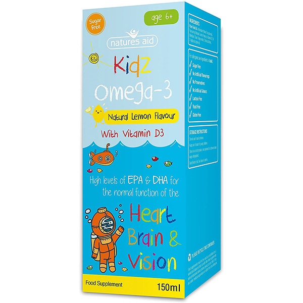 Ωμεγα 3 λιπαρά DHA+EPA Kidz για παιδιά 6-12 ετών Natures Aid 150ml σε γαλάζια συσκευασία