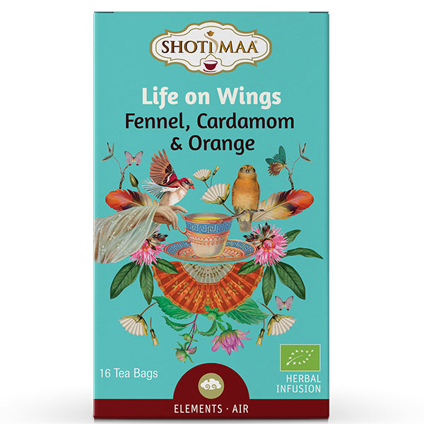 Τσάι Elements "Life On Wings" μάραθος κάρδαμο & πορτοκάλι BIO Shoti Maa 16 φακελάκια 32gr με γαλάζια ετικέτα