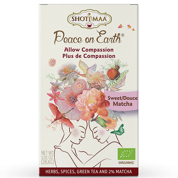 Τσάι Peace On Earth "Compassion" πράσινο τσάι μάτσα BIO Shoti Maa 16 φακελάκια 32gr σε λευκή συσκευασία