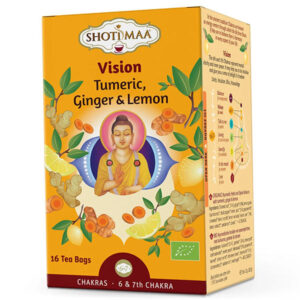 Τσάι Chakras "Vision" κουρκουμάς τζίντζερ & λεμόνι BIO Shoti Maa 16 φακελάκια 32gr στο πλάι