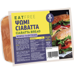 Ψωμί τσιαπάτα ciapata χ/γλ Eat Free 200gr σε πλαστική συσκευασία