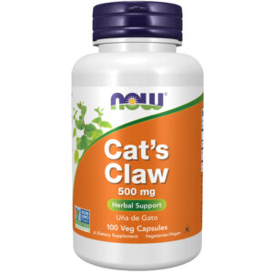 Cat's Claw 500mg Now 100 κάψουλες σε λευκό μπουκαλάκι με πορτοκαλί ετικέτα
