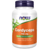 Κόρντισεπς (Cordyceps sinensis) Cordyceps 750mg Now 90 Φυτικές Κάψουλες για Ανοσοποιητικό σε άσπρο μπουκαλάκι με πορτοκαλί ετικέτα