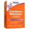 Κράνμπερυ με D-μαννόζη & Προβιοτικά Cranberry Mannose Now 24 Φακελάκια για Ουροποιητικό σε χάρτινο ορθογώνιο πορτοκαλί κουτί
