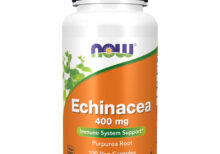Εχινάκεια Ρίζα Echinacea root 400mg Now 100 Κάψουλες για Κρυολόγημα σε λευκό μπουκαλάκι με πορτοκαλί ετικέτα