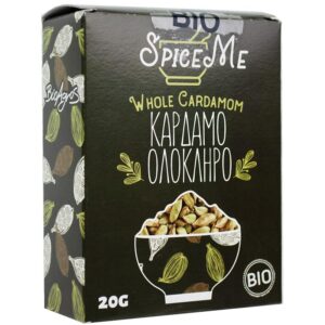 Κάρδαμος Ολόκληρος Βιολογικός Spice Me 20gr σε μαύρο κουτάκι με σχέδια από σπόρους κάρδαμου