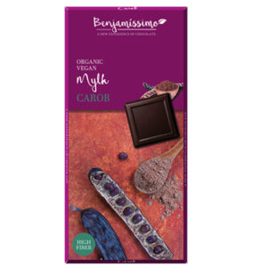Βιολογική vegan σοκολάτα με χαρούπι bio benjamissimo 70gr σε μωβ κουτάκι
