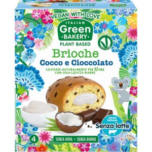Brioche με Κρέμα Καρύδας & Κομματάκια Σοκολάτας (4x45g) Green Bakery 180gr