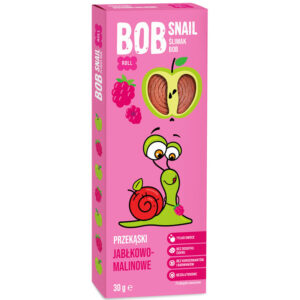 Λωρίδες Μήλο - Σμέουρο Χ/Ζ Vegan Bob Snail 30g σε ροζ συσκευασία