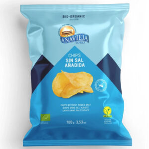 Πατατάκια σε ηλιέλαιο χωρίς αλάτι Anaviega 125gr στο σακουλάκι τους, η νέα μπλε συσκευασία