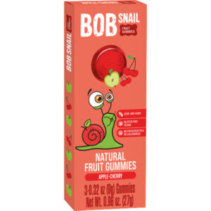 Ζελεδακια Μηλο - Κερασι Χ/Ζ Vegan Bob Snail 27g σε κόκκινη συσκευασία